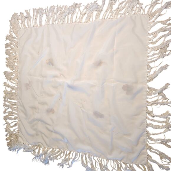 Vintage Handmade Baby Blanket w/ Embroidered Kids & Fringe Edges 36"x36" - Picture 3 of 16